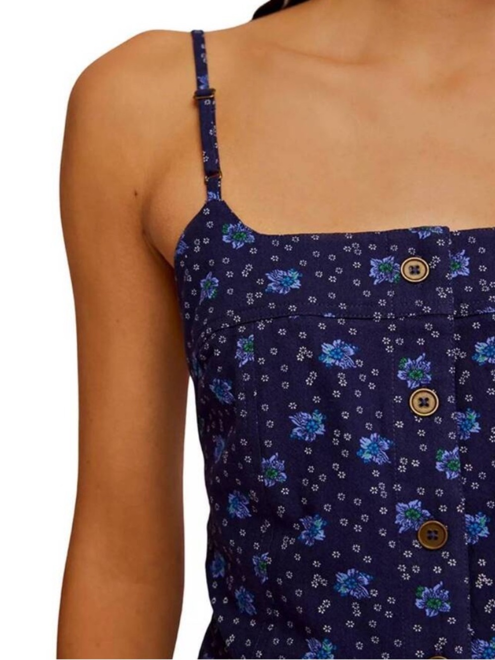Free People Maddie Floral Button Printed Tunic in Navy Blue Combo size medium - Picture 2 of 8